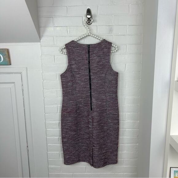 LOFT Mixed Red Boucle Tweed Knit Sleeveless Career Sheath Dress Size 8P - Picture 7 of 10